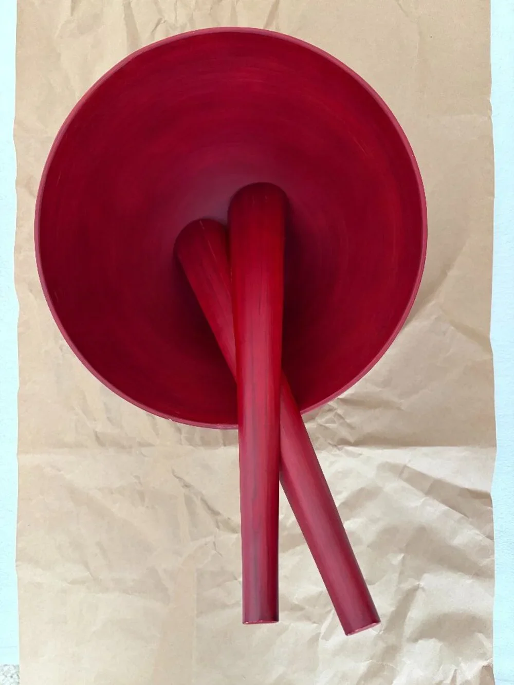 NWOT Crate & Barrel Dark Red Large Round Salad Serving Bowl Set
